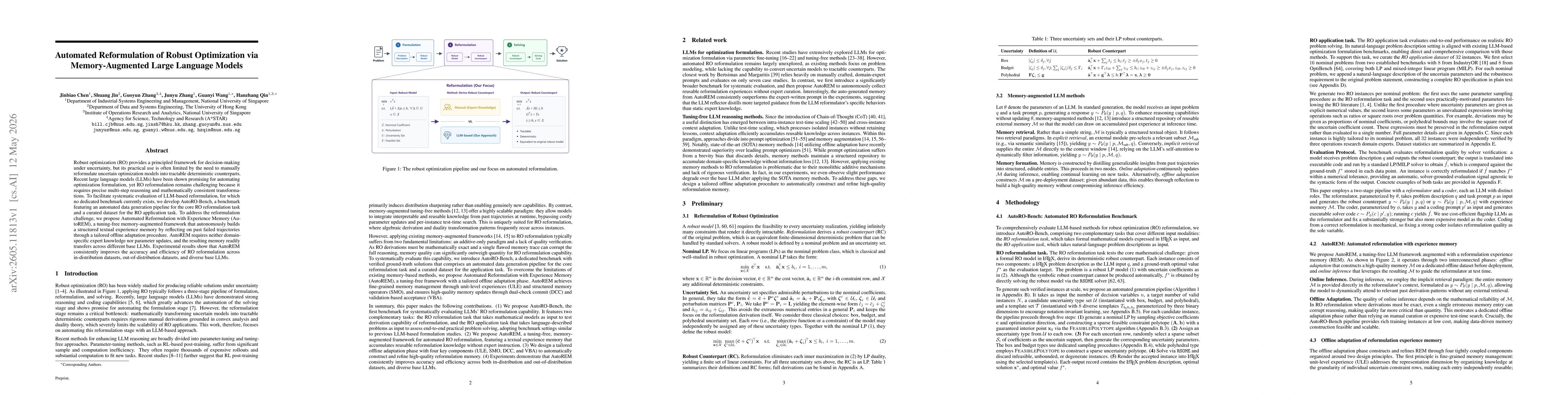 Thumbnail for Automated Reformulation of Robust Optimization via Memory-Augmented Large Language Models