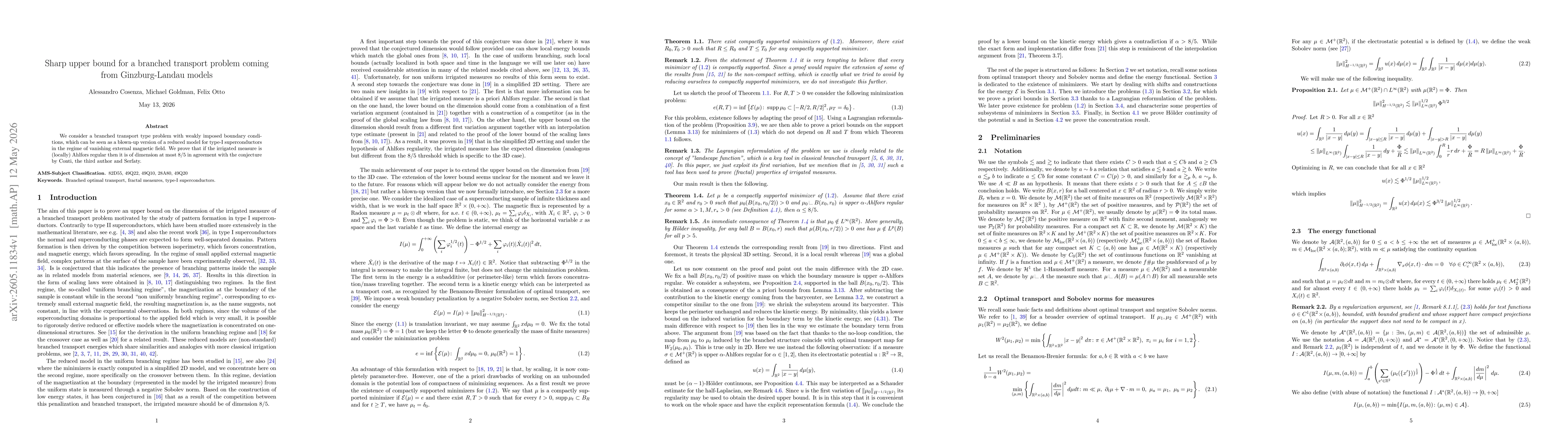 Thumbnail for Sharp upper bound for a branched transport problem coming from Ginzburg-Landau models