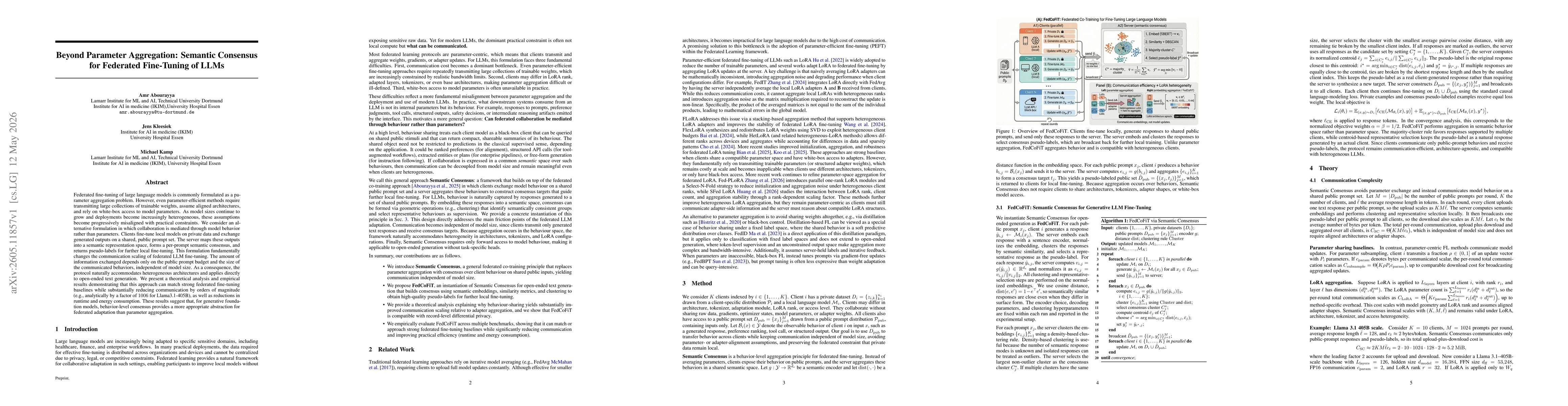 Thumbnail for Beyond Parameter Aggregation: Semantic Consensus for Federated Fine-Tuning of LLMs