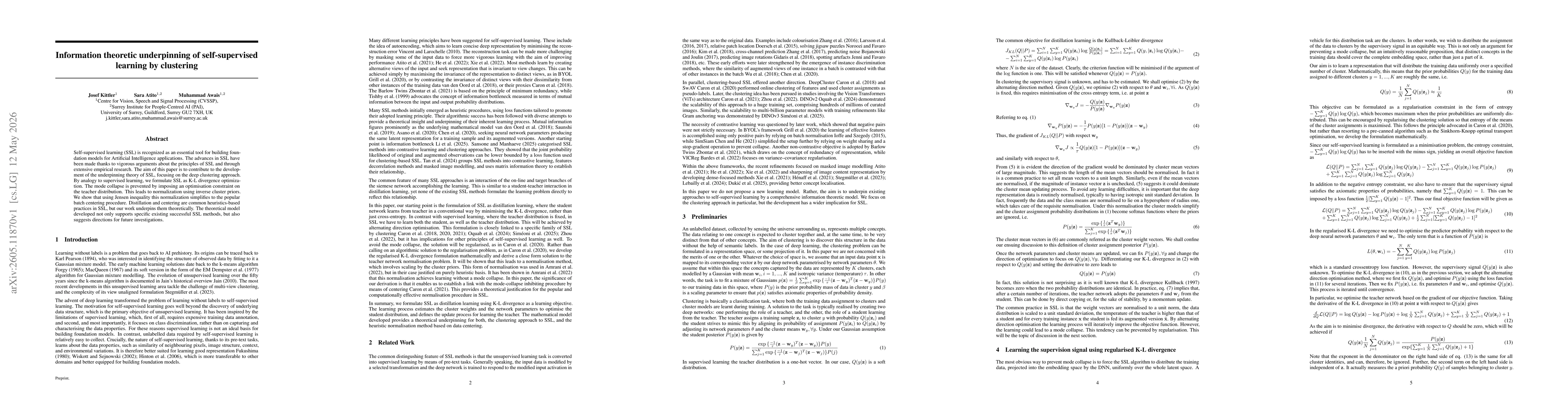 Thumbnail for Information theoretic underpinning of self-supervised learning by clustering