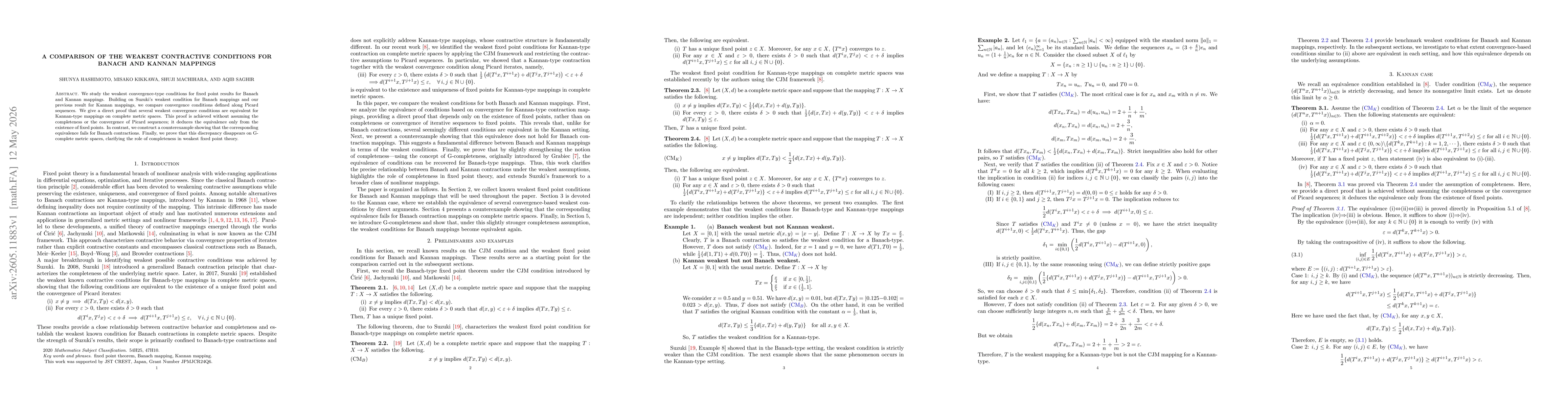 Thumbnail for A comparison of the weakest contractive conditions for Banach and Kannan mappings