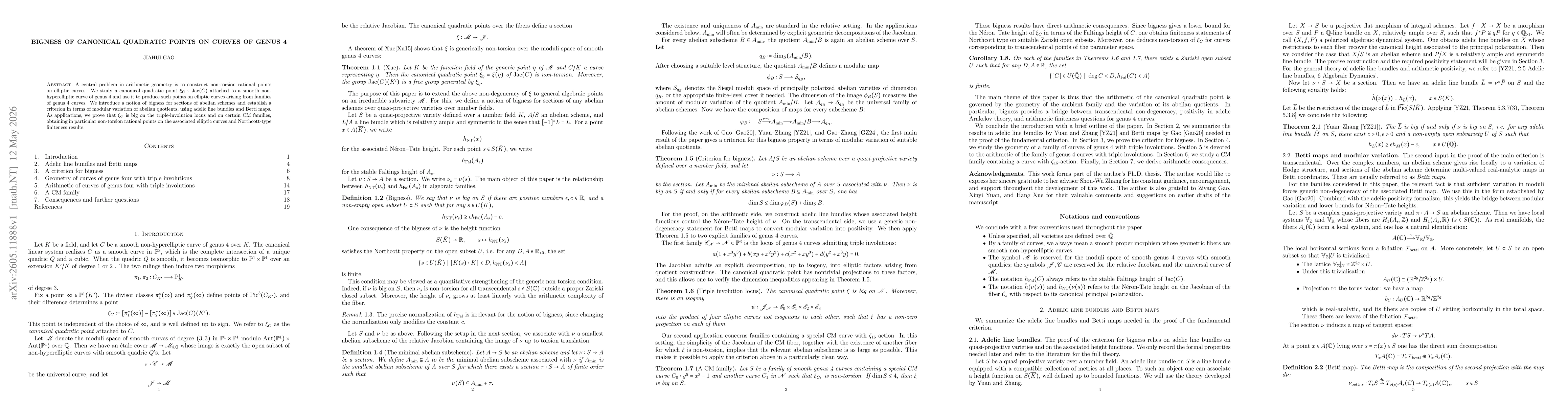 Thumbnail for Bigness of Canonical Quadratic Points on Curves of Genus 4