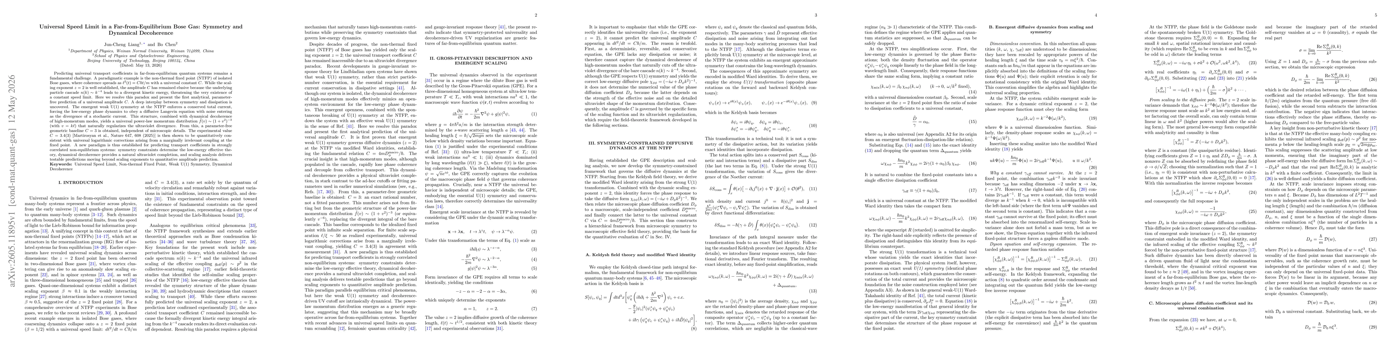 Thumbnail for Universal Speed Limit in a Far-from-Equilibrium Bose Gas: Symmetry and Dynamical Decoherence