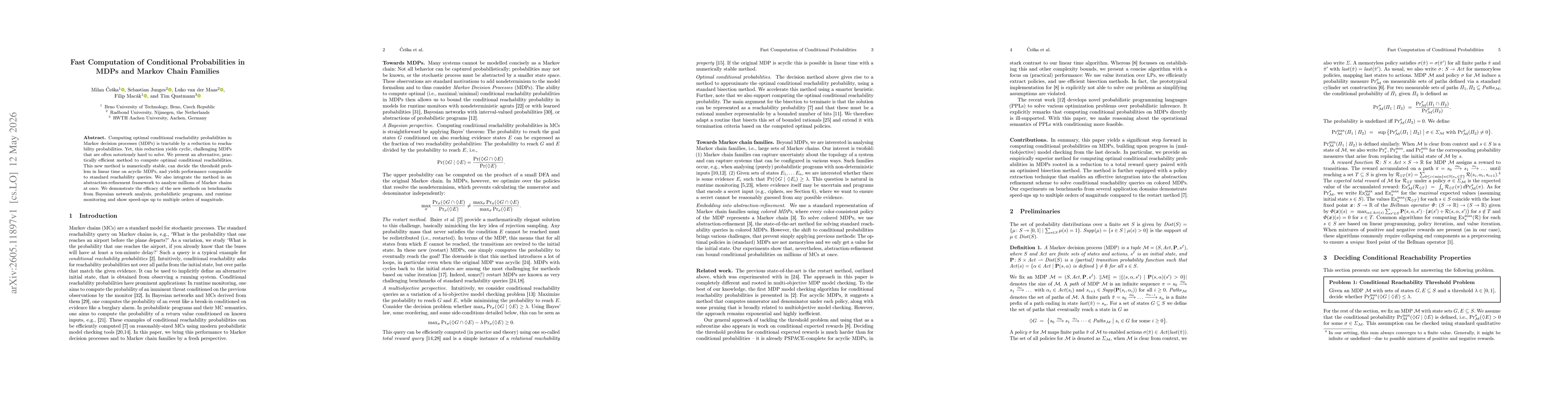 Thumbnail for Fast Computation of Conditional Probabilities in MDPs and Markov Chain Families