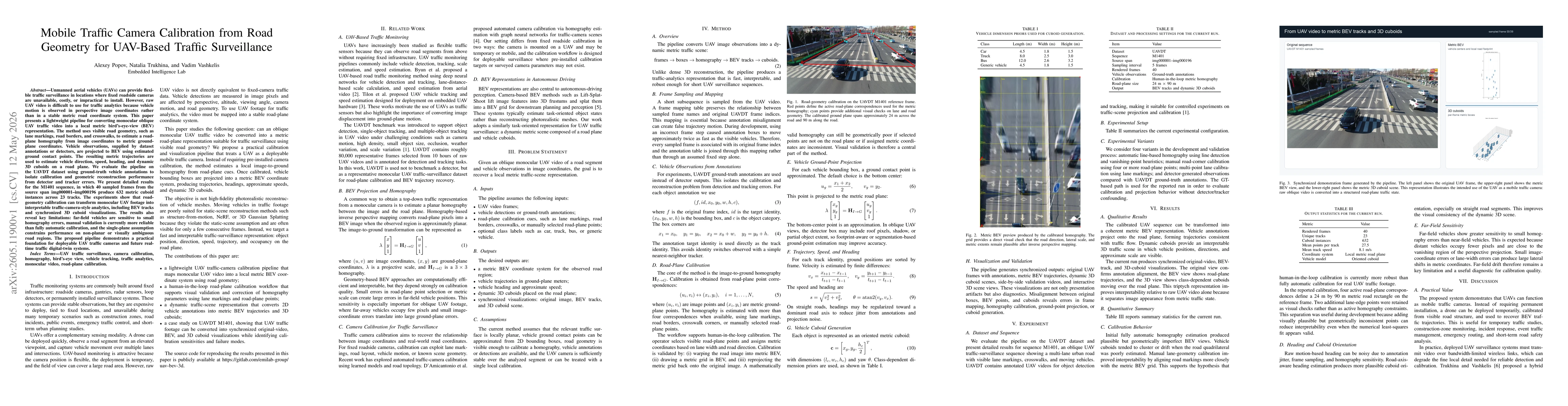 Thumbnail for Mobile Traffic Camera Calibration from Road Geometry for UAV-Based Traffic Surveillance