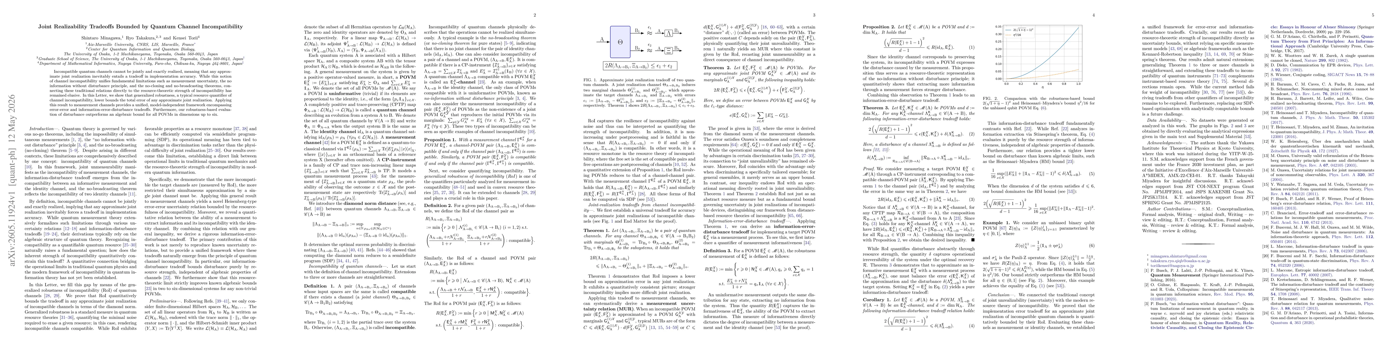Thumbnail for Joint Realizability Tradeoffs Bounded by Quantum Channel Incompatibility