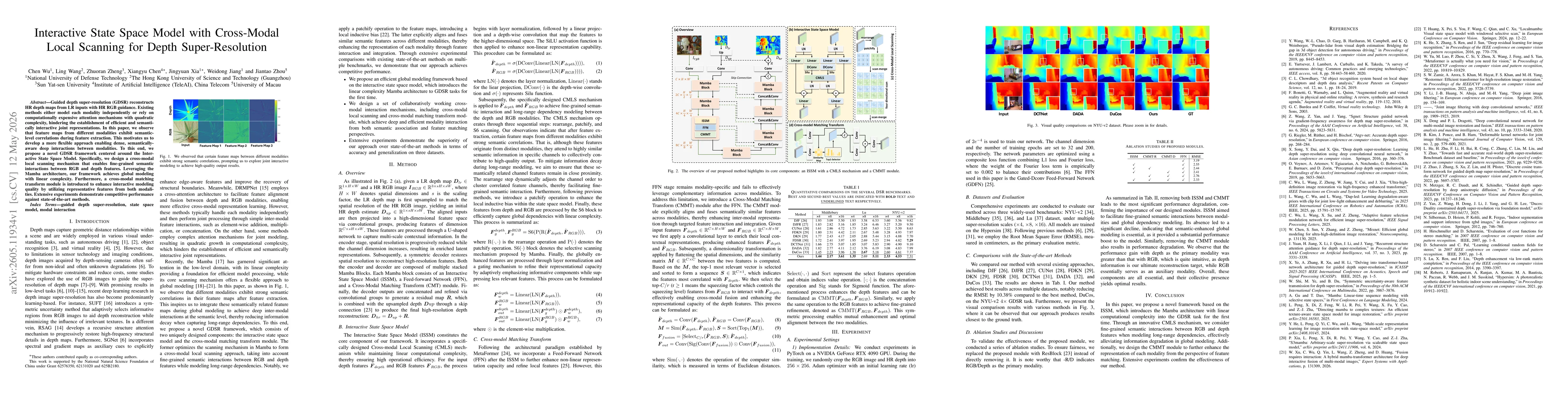 Thumbnail for Interactive State Space Model with Cross-Modal Local Scanning for Depth Super-Resolution