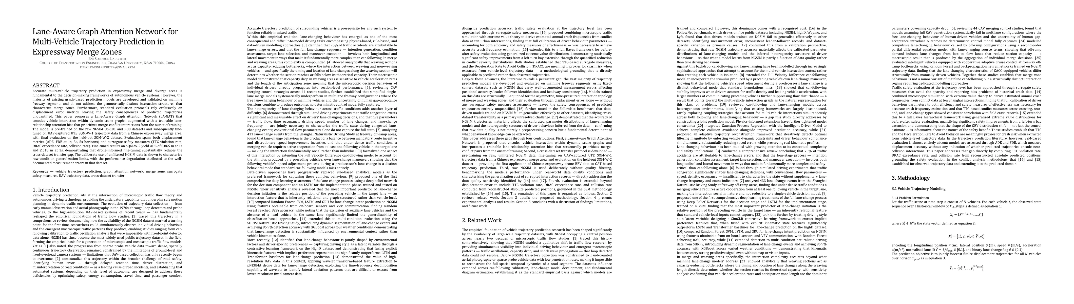 Thumbnail for Lane-Aware Graph Attention Network for Multi-Vehicle Trajectory Prediction in Expressway Merge Zones