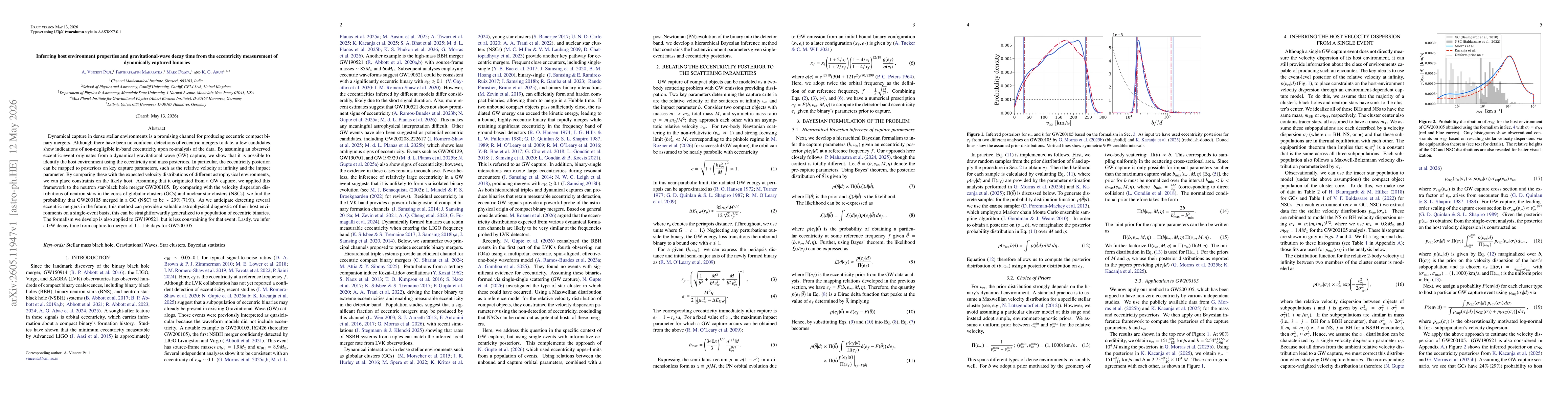 Thumbnail for Inferring host environment properties and gravitational-wave decay time from the eccentricity measurement of dynamically captured binaries
