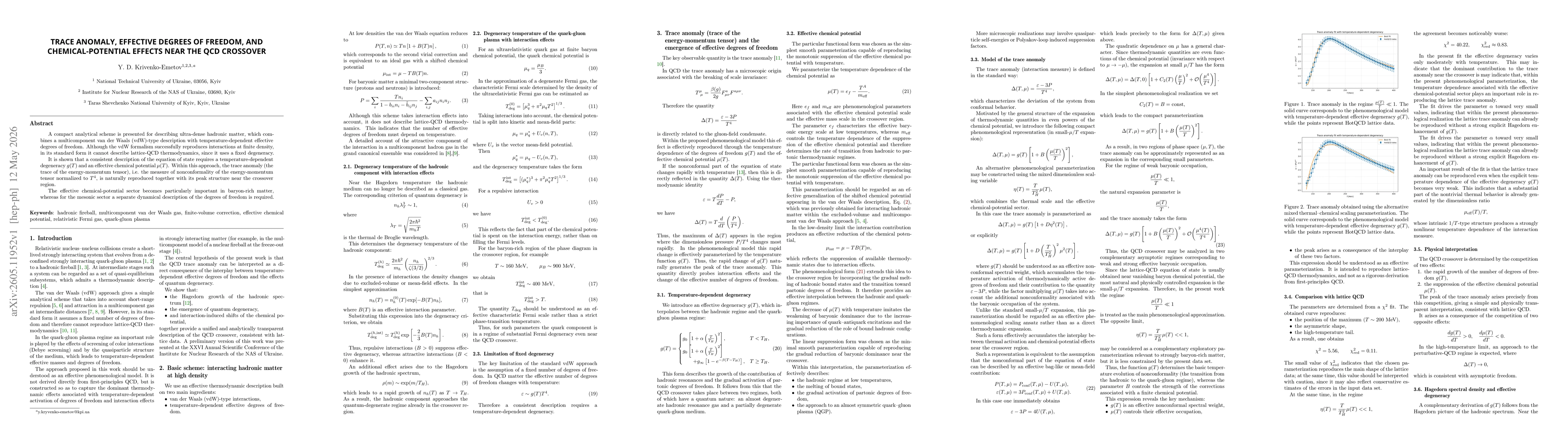Thumbnail for Trace anomaly, effective degrees of freedom, and chemical potential effects near the QCD crossover