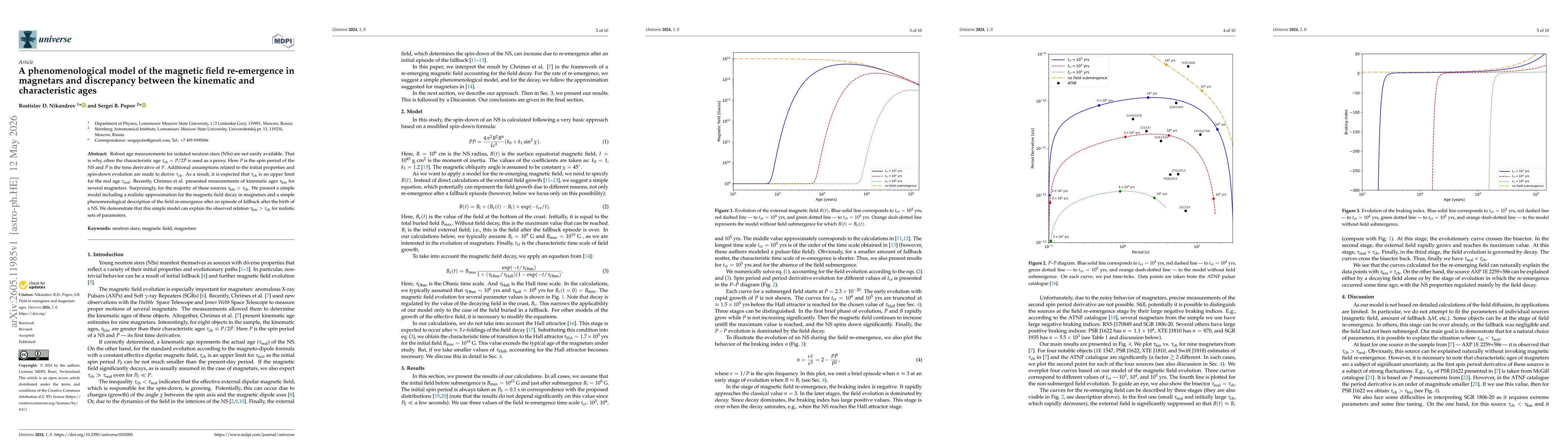Thumbnail for A phenomenological model of the magnetic field re-emergence in magnetars and discrepancy between the kinematic and characteristic ages
