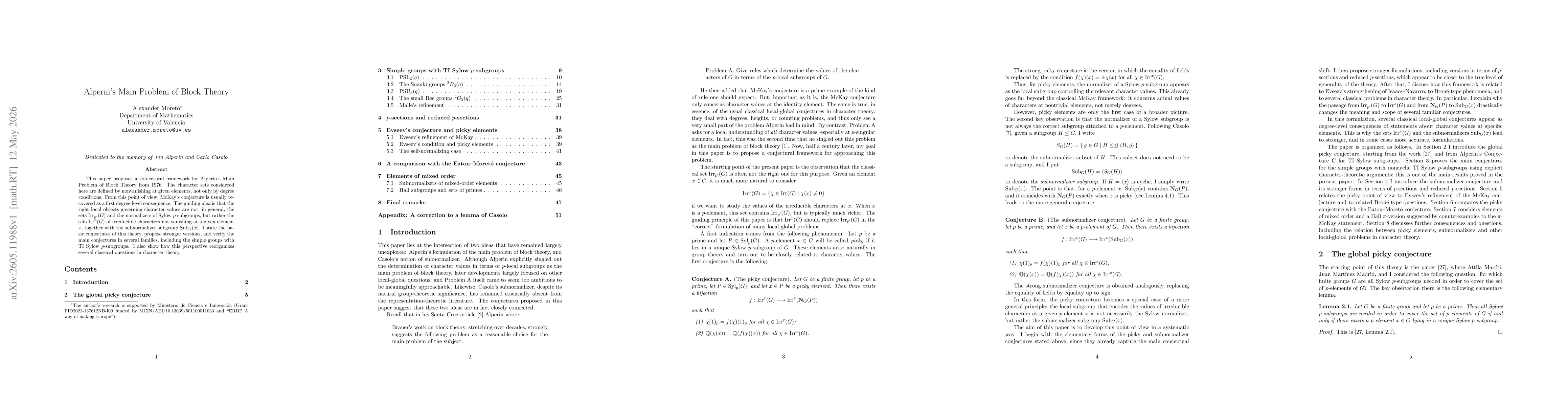 Thumbnail for Alperin's Main Problem of Block Theory