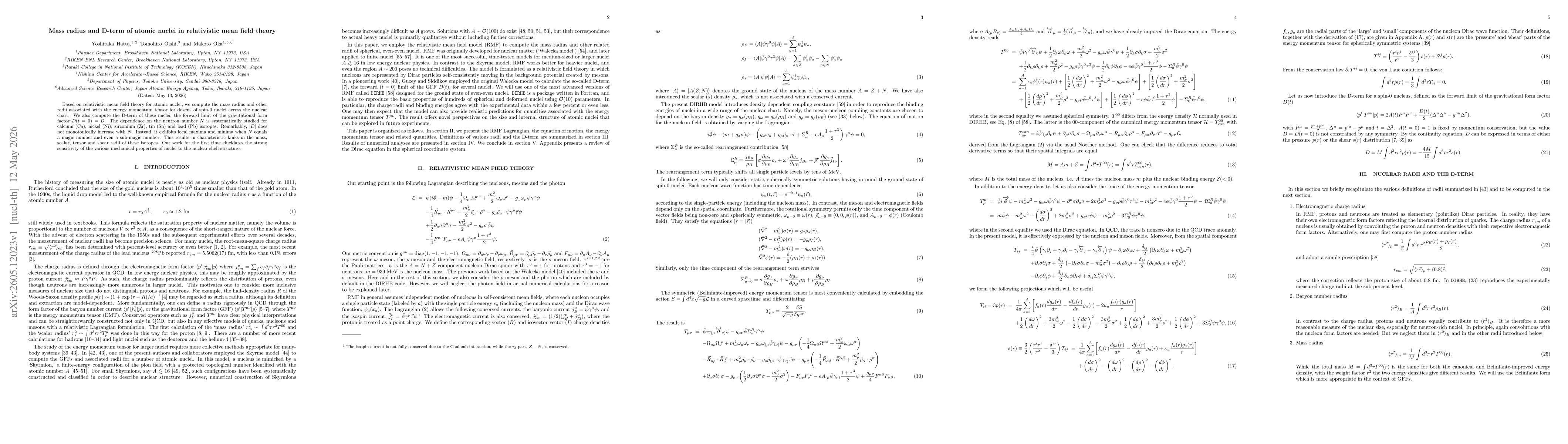Thumbnail for Mass radius and D-term of atomic nuclei in relativistic mean field theory