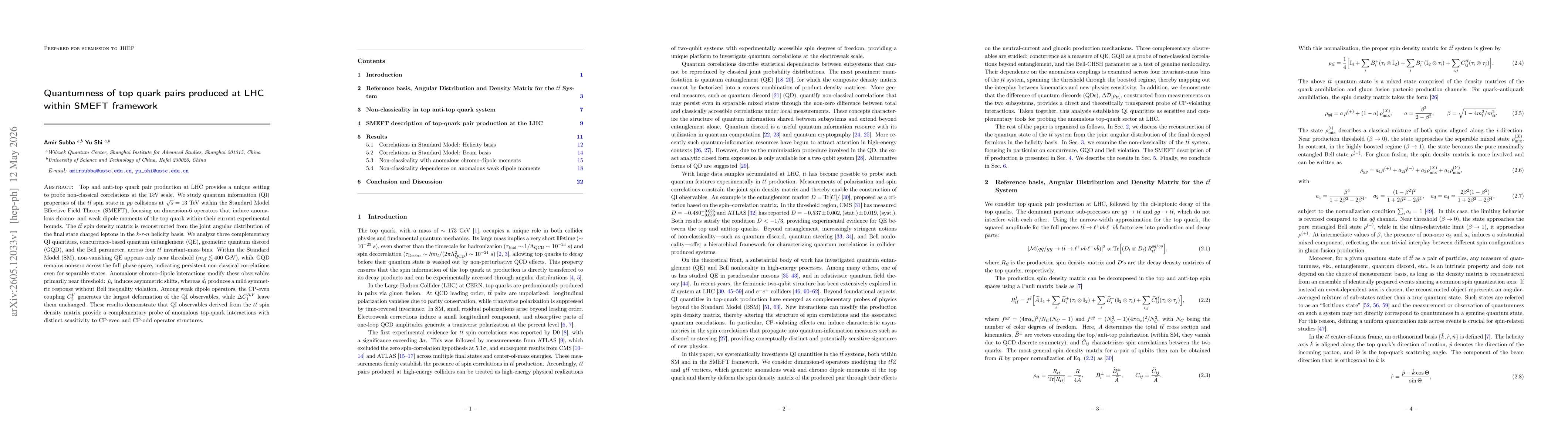 Thumbnail for Quantumness of top quark pairs produced at LHC within SMEFT framework