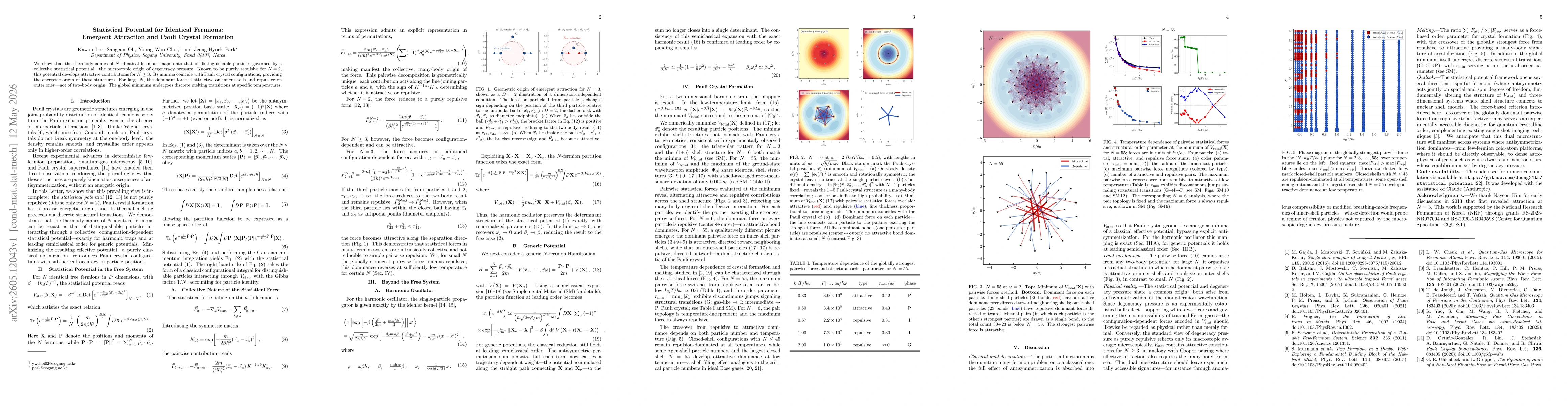 Thumbnail for Statistical Potential for Identical Fermions: Emergent Attraction and Pauli Crystal Formation