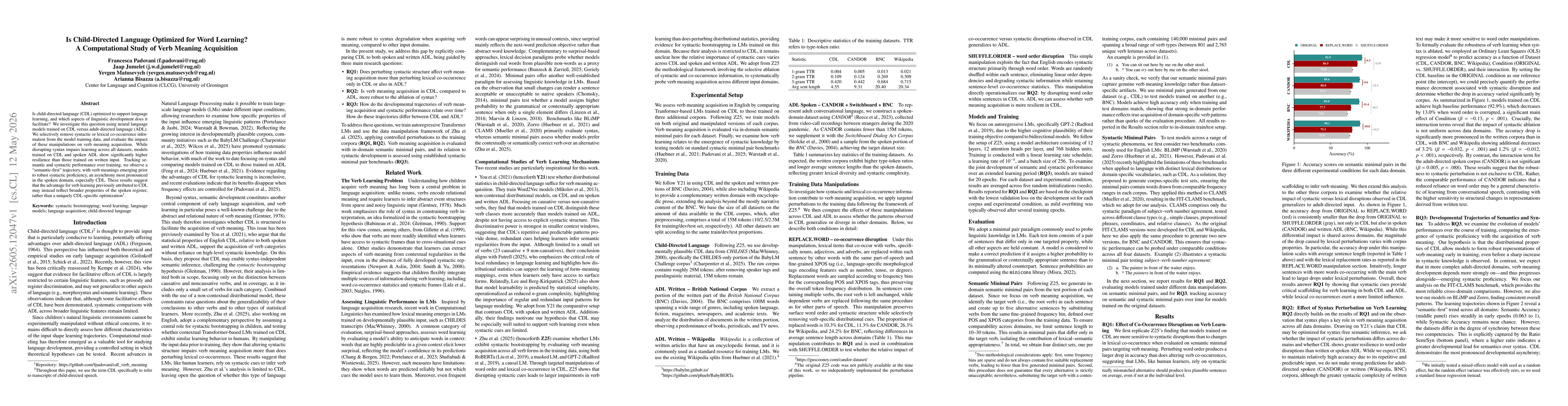 Thumbnail for Is Child-Directed Language Optimized for Word Learning? A Computational Study of Verb Meaning Acquisition