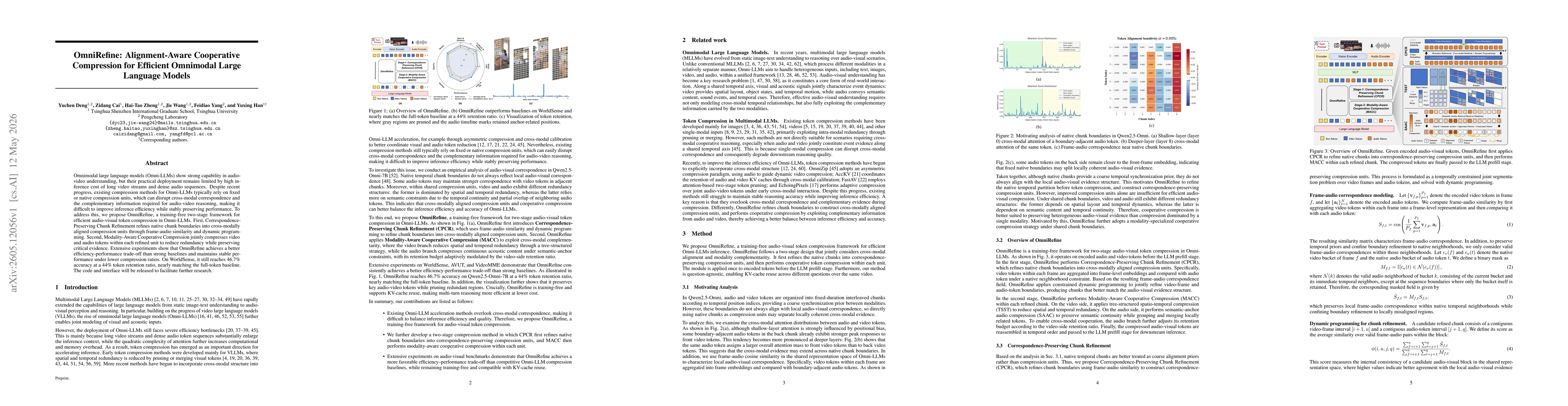 Thumbnail for OmniRefine: Alignment-Aware Cooperative Compression for Efficient Omnimodal Large Language Models