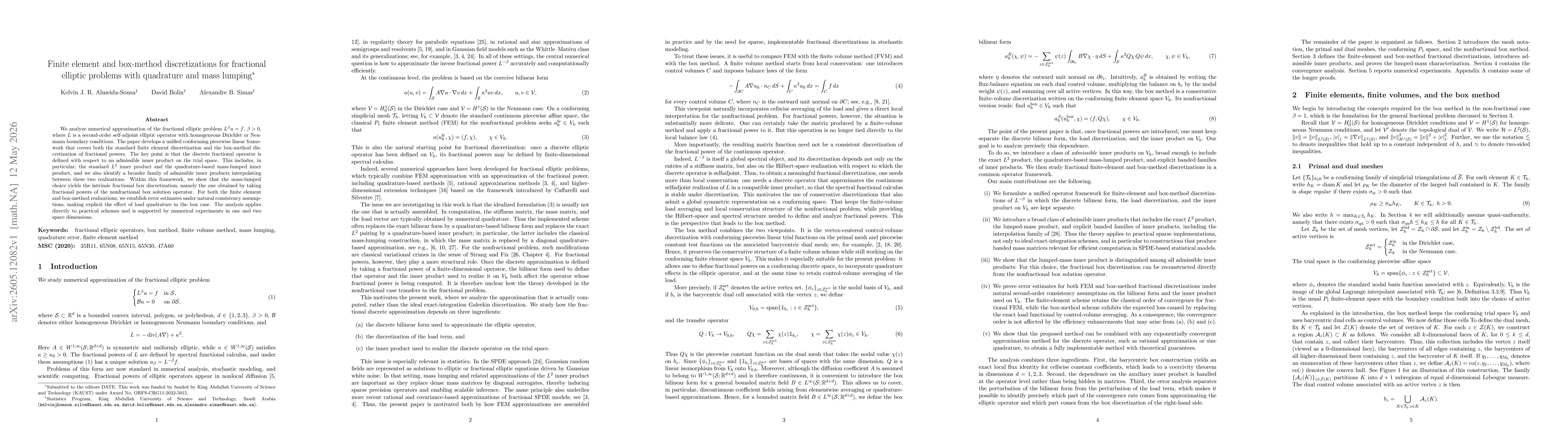 Thumbnail for Finite element and box-method discretizations for fractional elliptic problems with quadrature and mass lumping