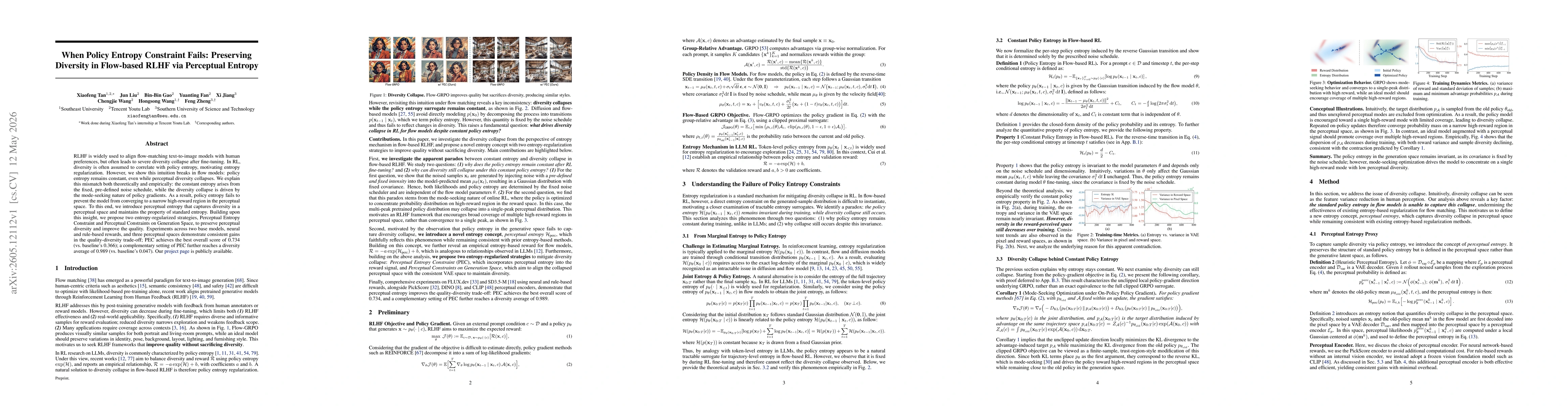 Thumbnail for When Policy Entropy Constraint Fails: Preserving Diversity in Flow-based RLHF via Perceptual Entropy