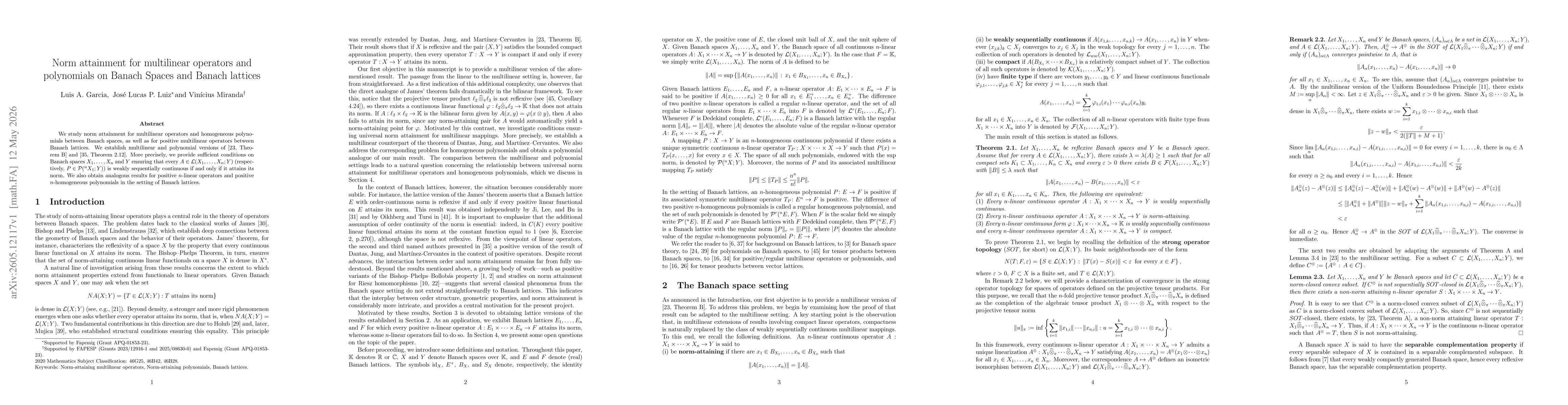 Thumbnail for Norm attainment for multilinear operators and polynomials on Banach Spaces and Banach lattices