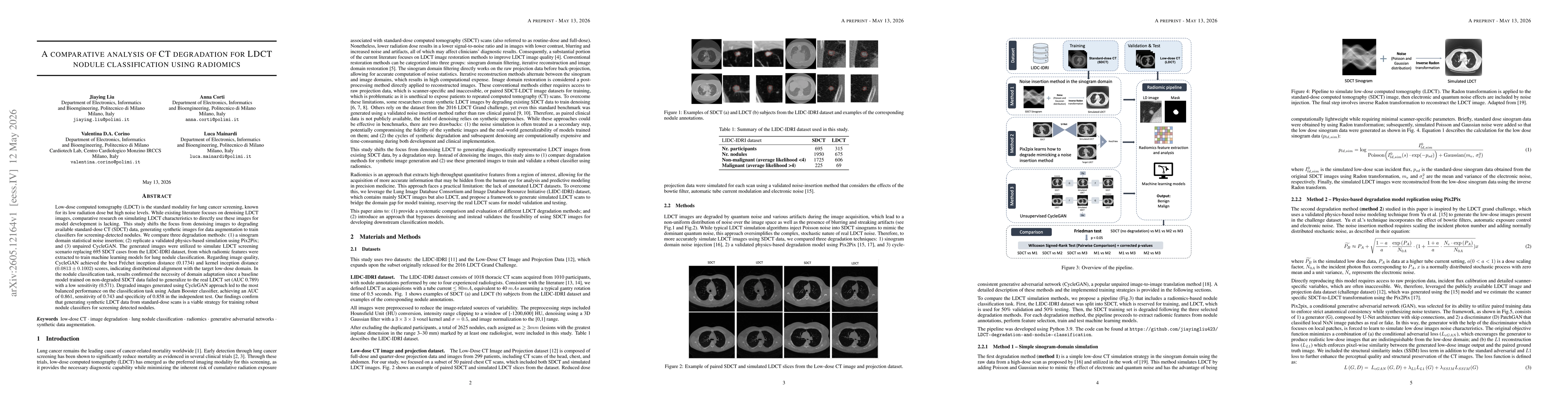 Thumbnail for A Comparative Analysis of CT Degradation for LDCT Nodule Classification using Radiomics