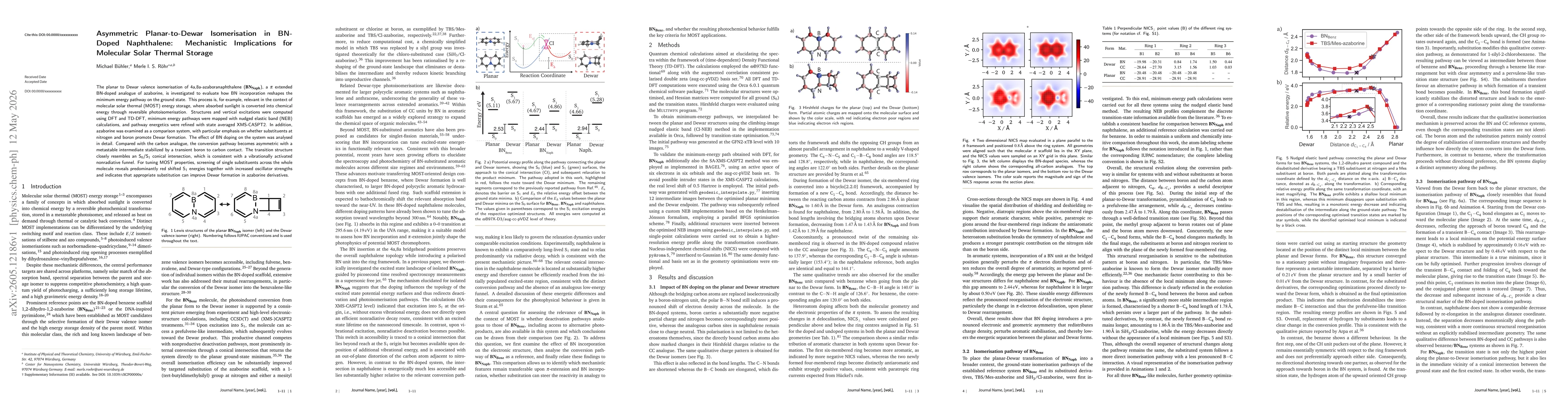 Thumbnail for Asymmetric Planar-to-Dewar Isomerisation in BN-Doped Naphthalene: Mechanistic Implications for Molecular Solar Thermal Storage