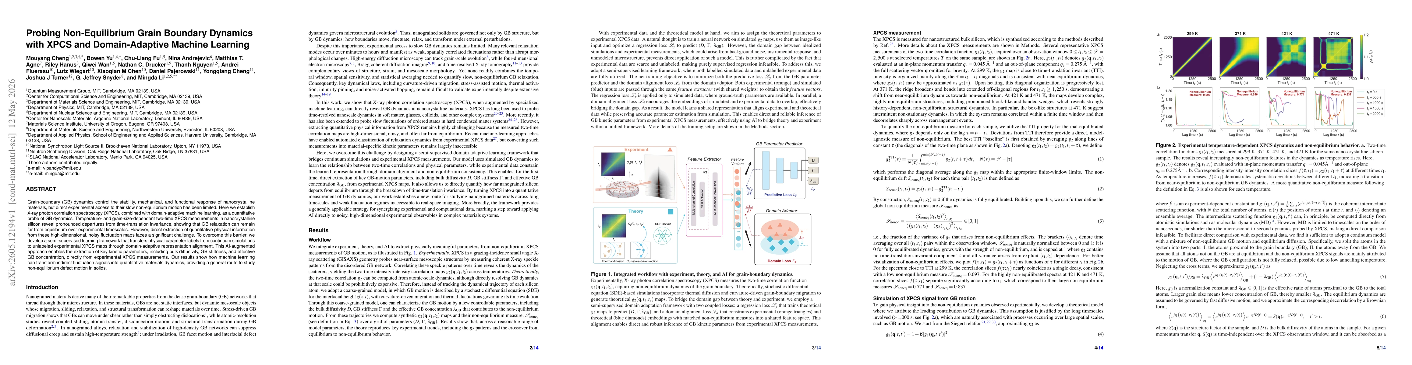 Thumbnail for Probing Non-Equilibrium Grain Boundary Dynamics with XPCS and Domain-Adaptive Machine Learning