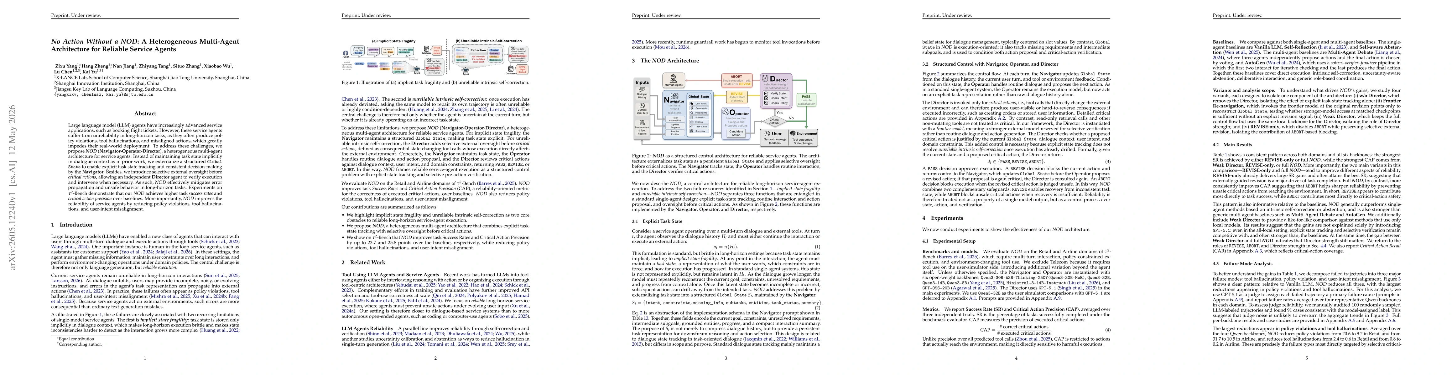 Thumbnail for No Action Without a NOD: A Heterogeneous Multi-Agent Architecture for Reliable Service Agents