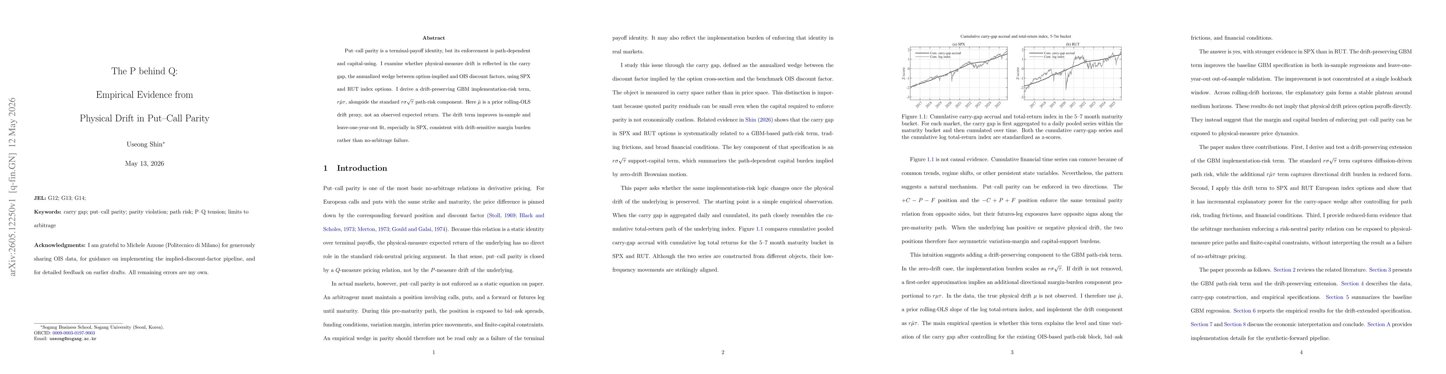 Thumbnail for The P behind Q: Empirical Evidence from Physical Drift in Put-Call Parity