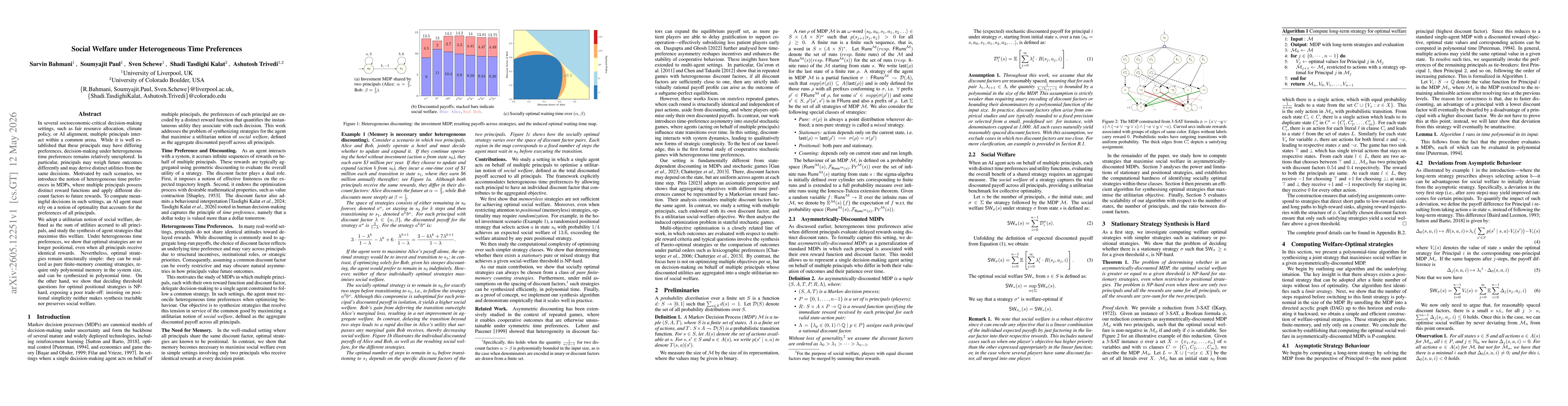 Thumbnail for Social Welfare under Heterogeneous Time Preferences