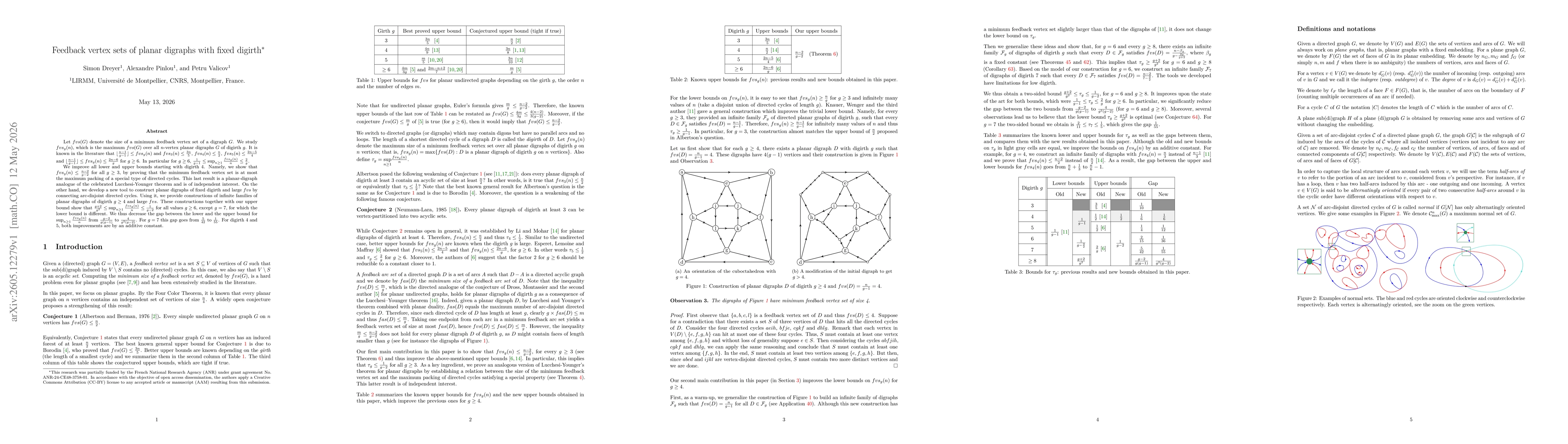 Thumbnail for Feedback vertex sets of planar digraphs with fixed digirth