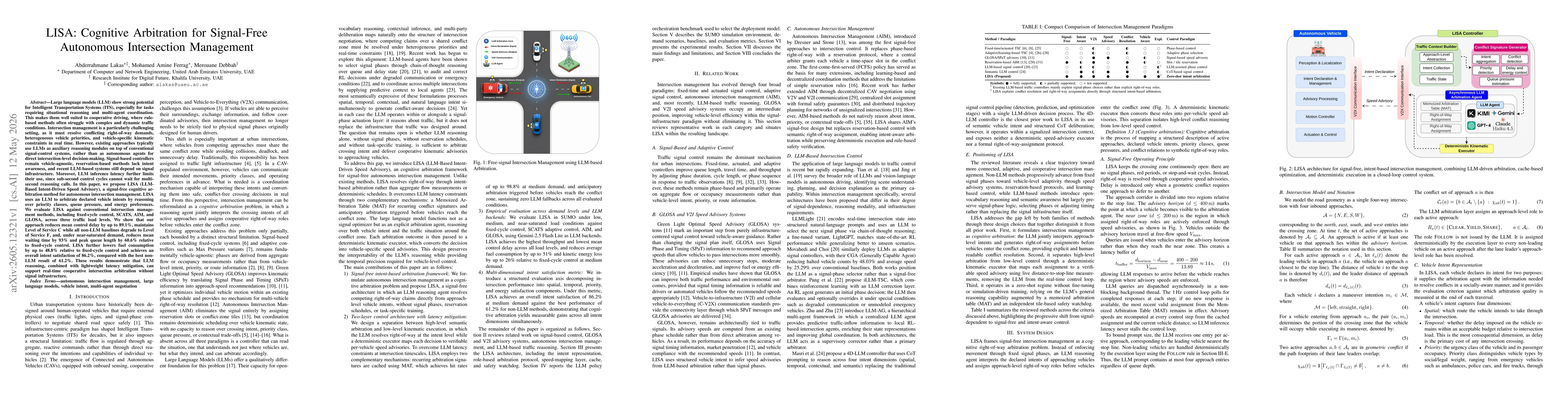 Thumbnail for LISA: Cognitive Arbitration for Signal-Free Autonomous Intersection Management