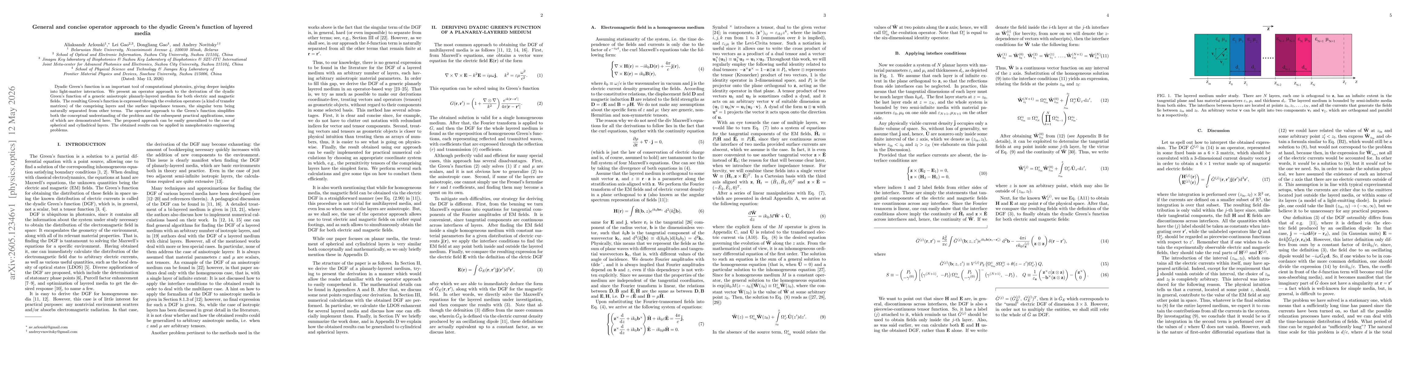 Thumbnail for General and concise operator approach to the dyadic Green's function of layered media
