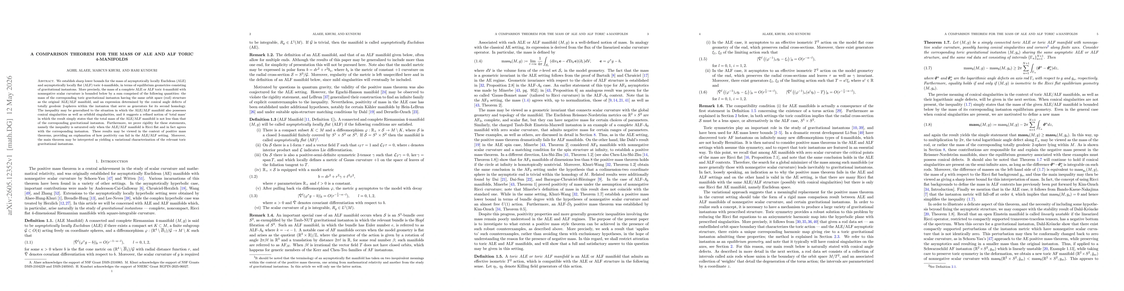 Thumbnail for A Comparison Theorem For the Mass of ALE and ALF Toric 4-Manifolds
