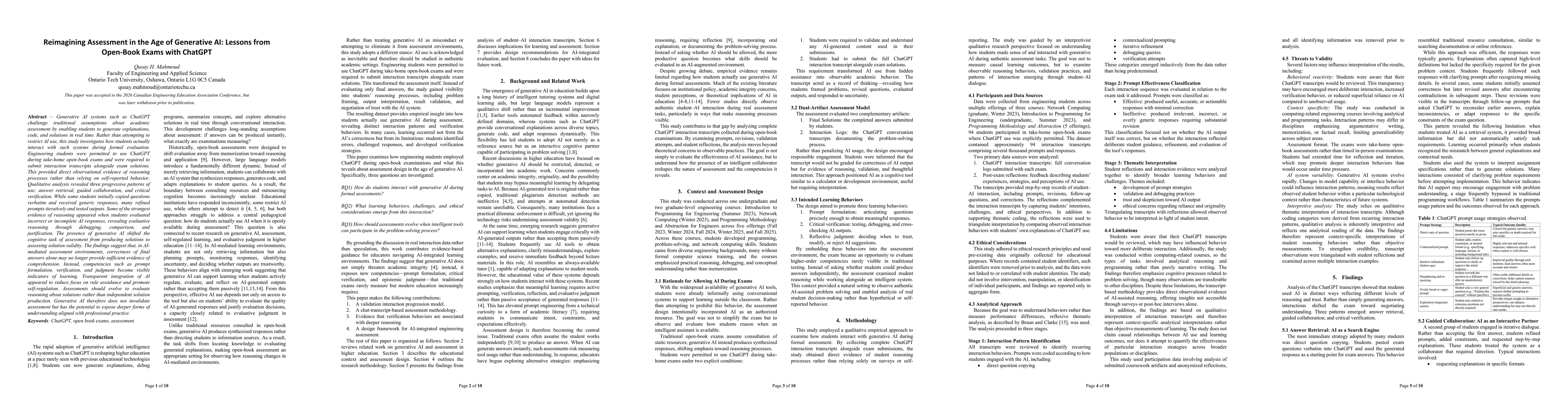 Thumbnail for Reimagining Assessment in the Age of Generative AI: Lessons from Open-Book Exams with ChatGPT
