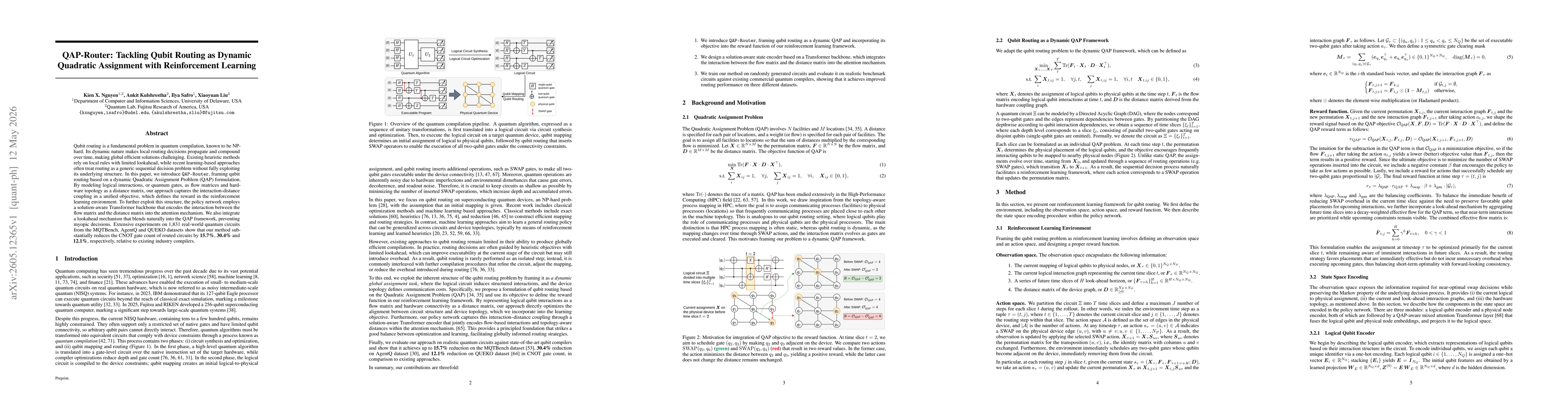 Thumbnail for QAP-Router: Tackling Qubit Routing as Dynamic Quadratic Assignment with Reinforcement Learning