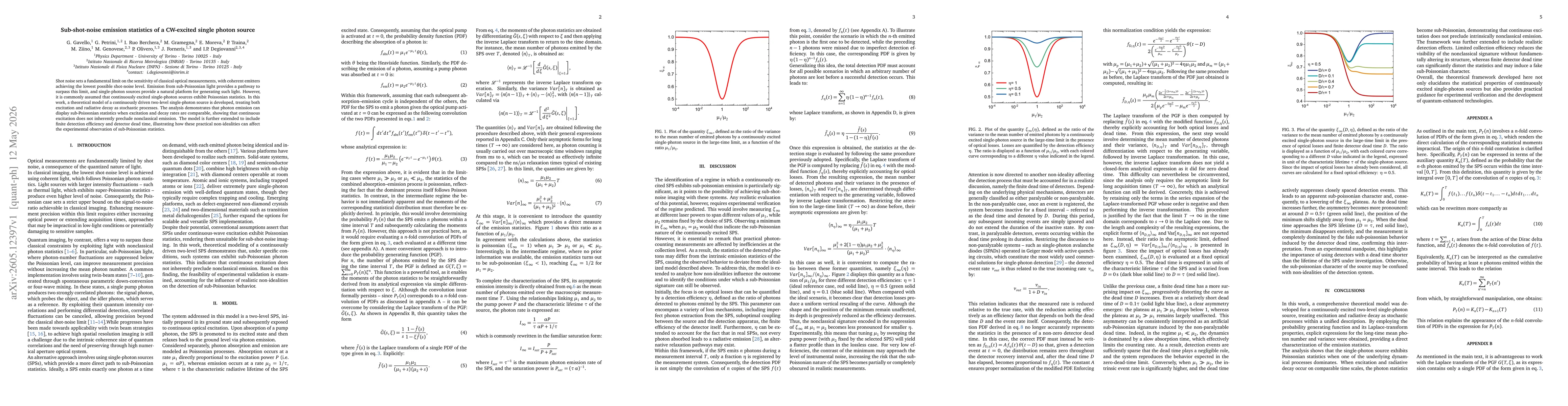 Thumbnail for Sub-shot-noise emission statistics of a CW-excited single photon source
