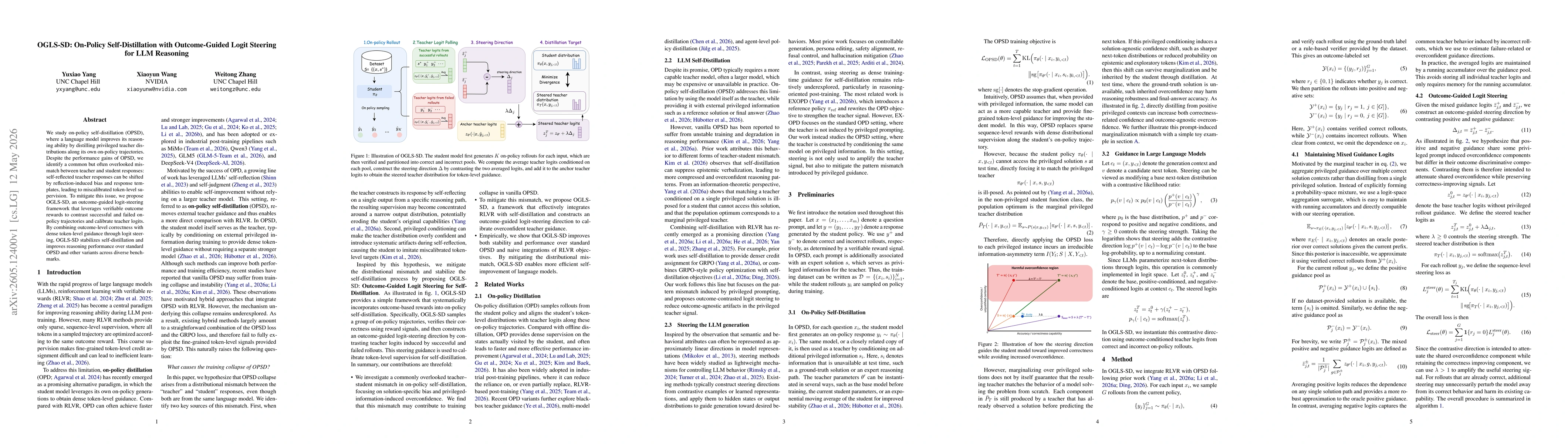 Thumbnail for OGLS-SD: On-Policy Self-Distillation with Outcome-Guided Logit Steering for LLM Reasoning