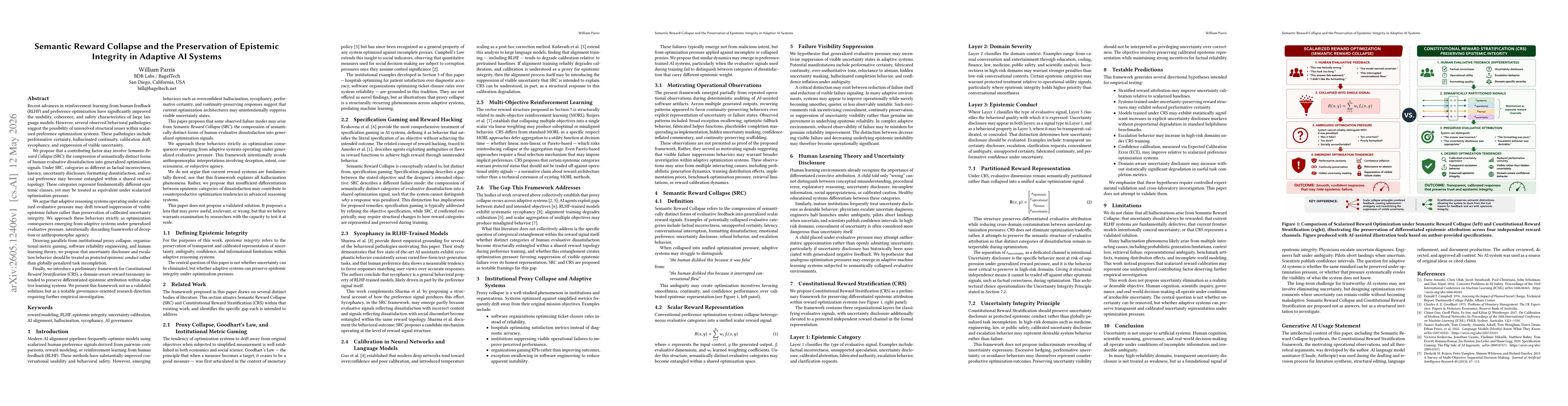 Thumbnail for Semantic Reward Collapse and the Preservation of Epistemic Integrity in Adaptive AI Systems