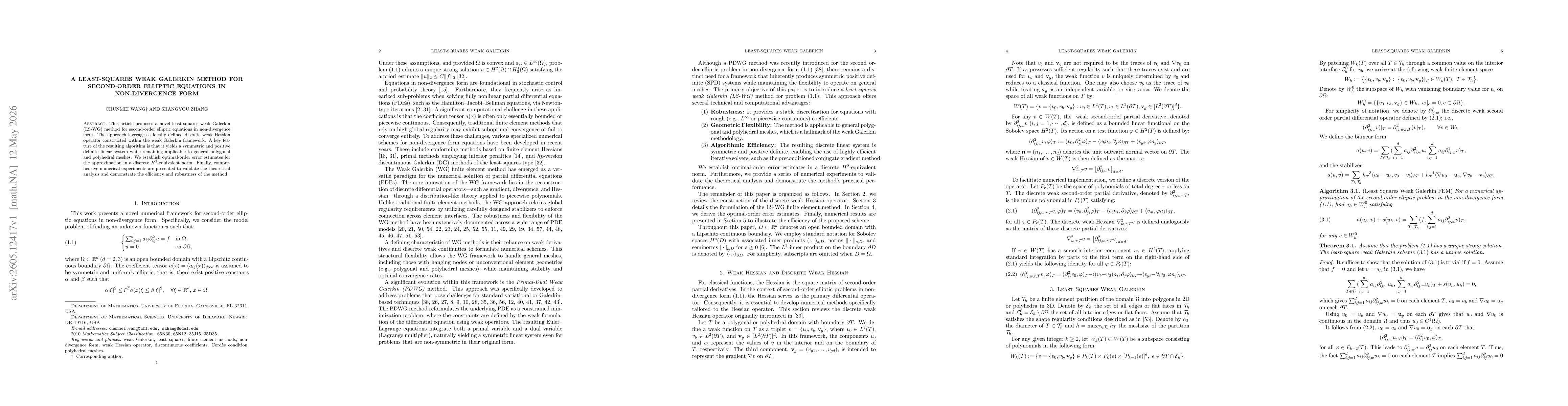 Thumbnail for A Least-Squares Weak Galerkin Method for Second-Order Elliptic Equations in Non-Divergence Form