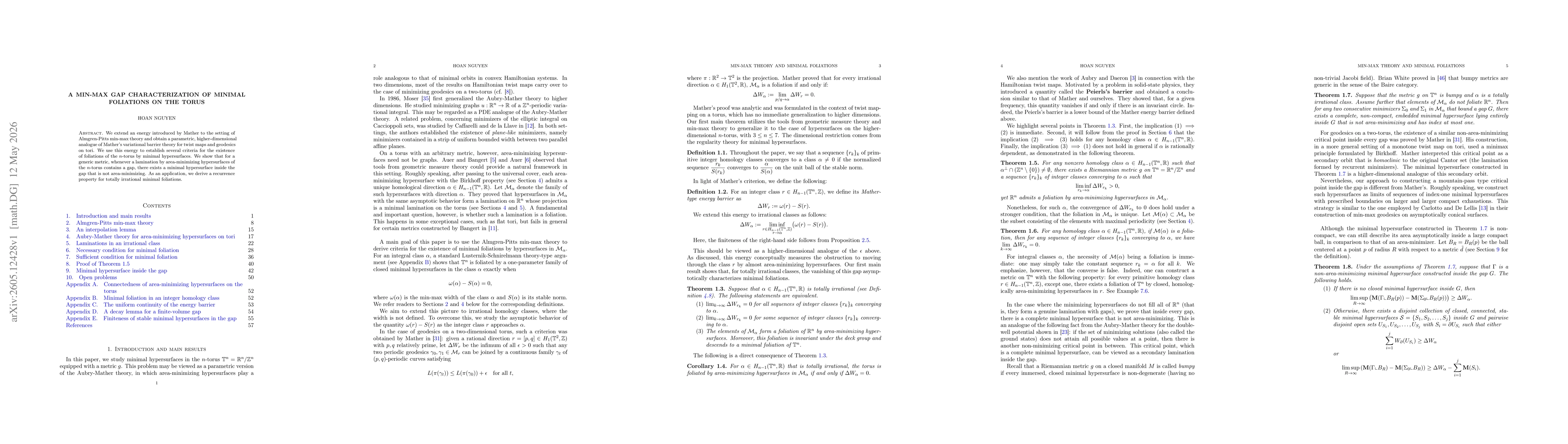 Thumbnail for A min-max gap characterization of minimal foliations on the torus