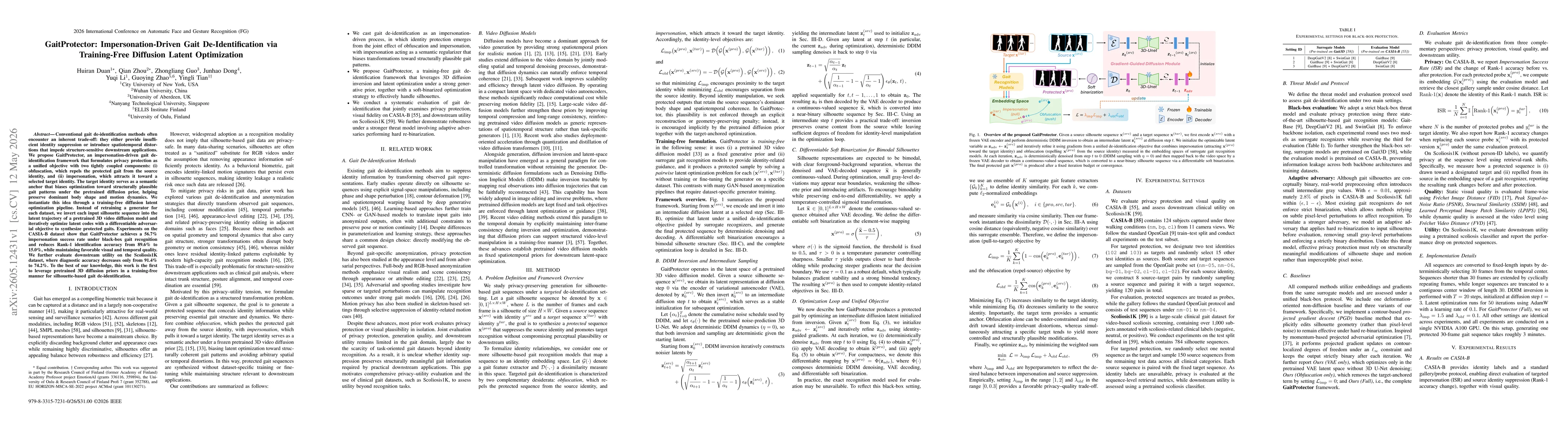 Thumbnail for GaitProtector: Impersonation-Driven Gait De-Identification via Training-Free Diffusion Latent Optimization