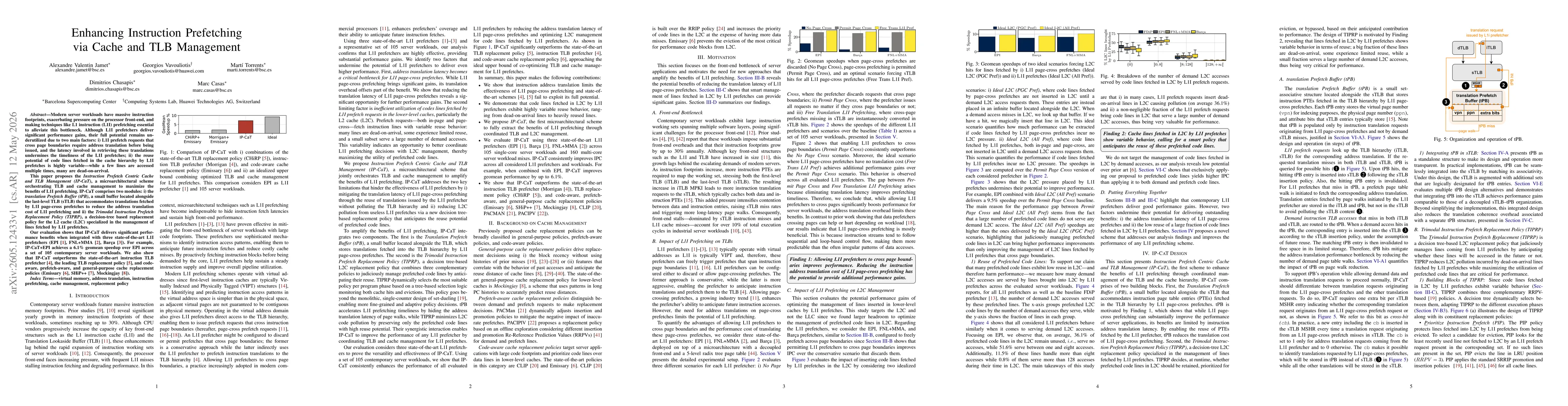 Thumbnail for Enhancing Instruction Prefetching via Cache and TLB Management