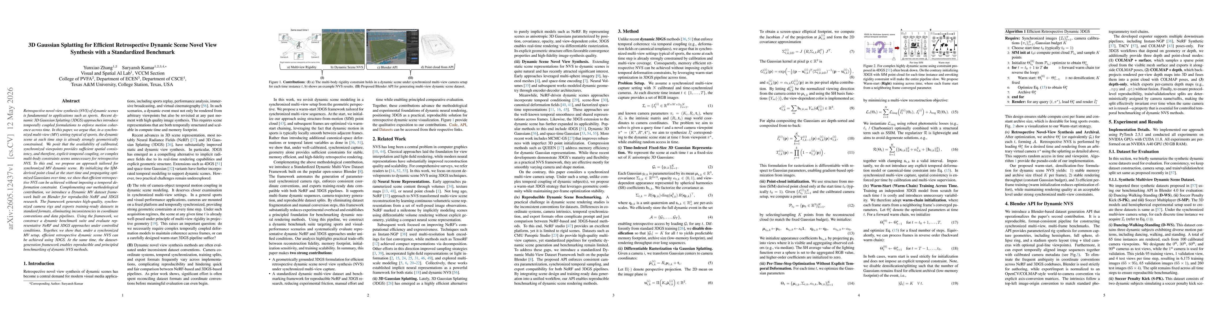 Thumbnail for 3D Gaussian Splatting for Efficient Retrospective Dynamic Scene Novel View Synthesis with a Standardized Benchmark