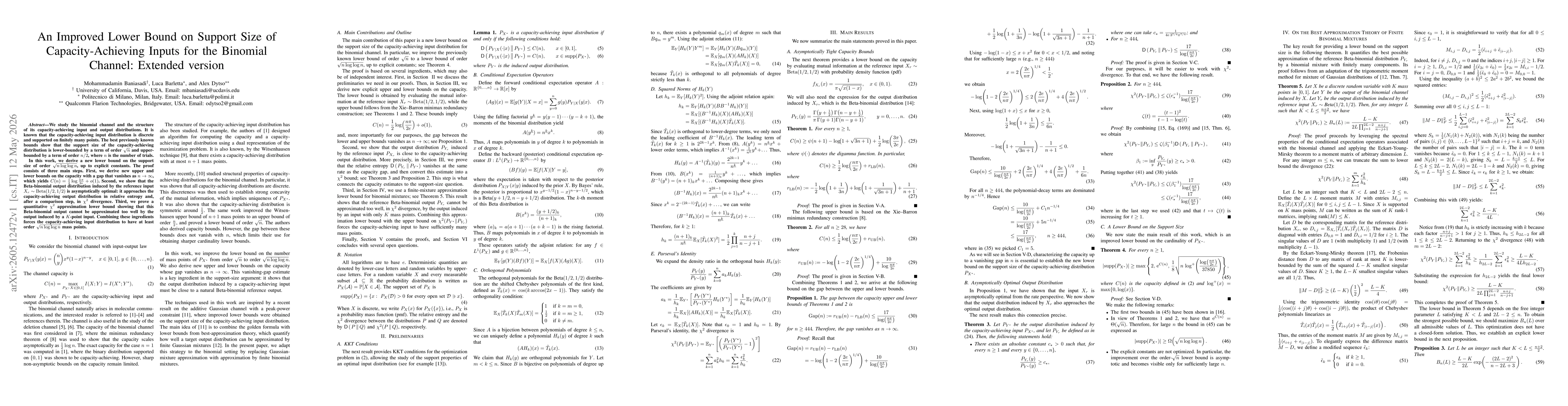 Thumbnail for An Improved Lower Bound on Support Size of Capacity-Achieving Inputs for the Binomial Channel: Extended version