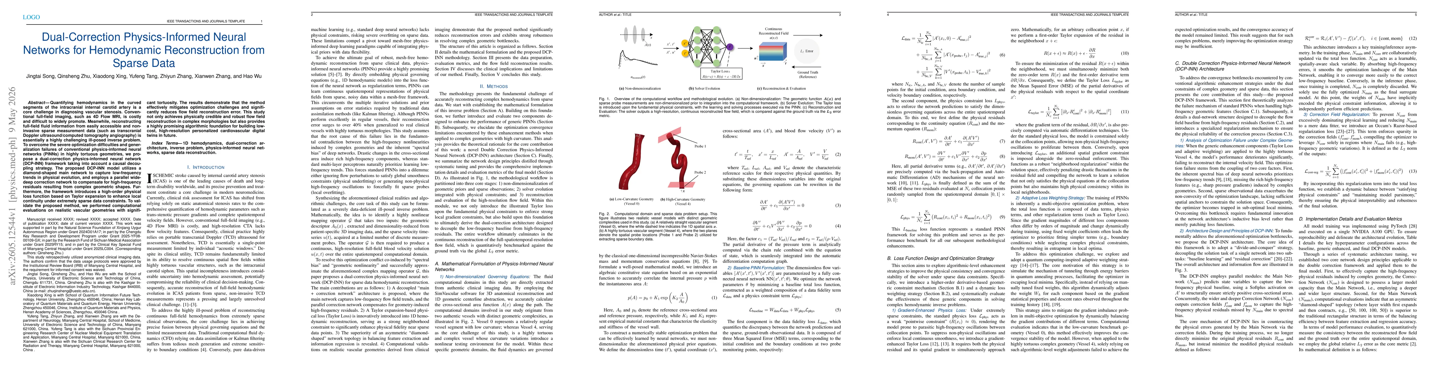 Thumbnail for Dual-Correction Physics-Informed Neural Networks for Hemodynamic Reconstruction from Sparse Data