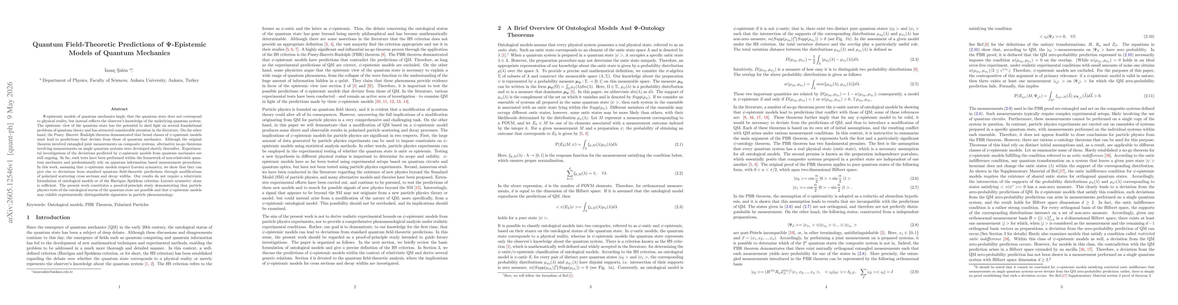 Thumbnail for Quantum Field-Theoretic Predictions of Ψ-Epistemic Models of Quantum Mechanics