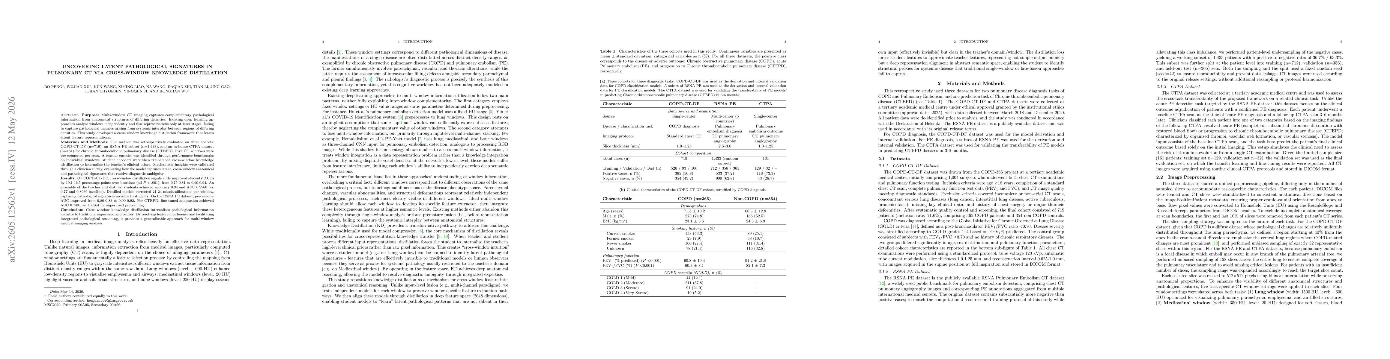 Thumbnail for Uncovering Latent Pathological Signatures in Pulmonary CT via Cross-Window Knowledge Distillation