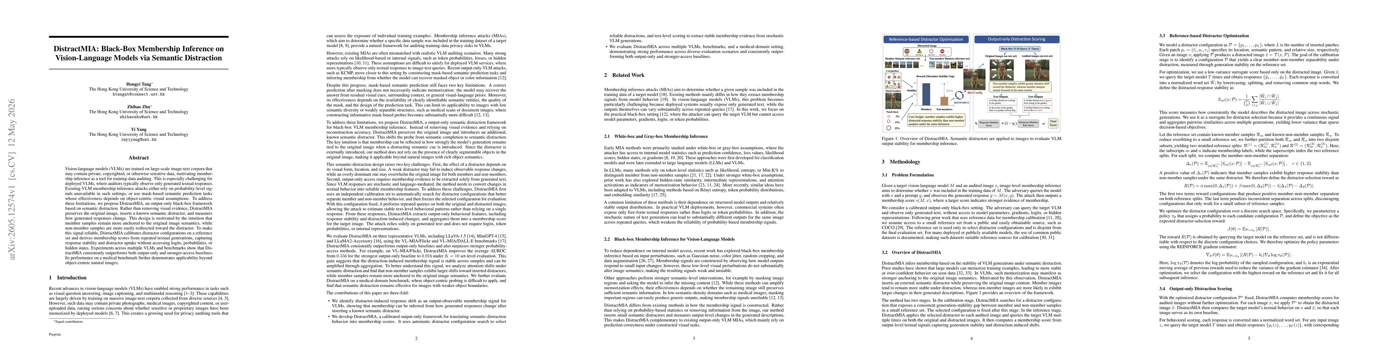 Thumbnail for DistractMIA: Black-Box Membership Inference on Vision-Language Models via Semantic Distraction