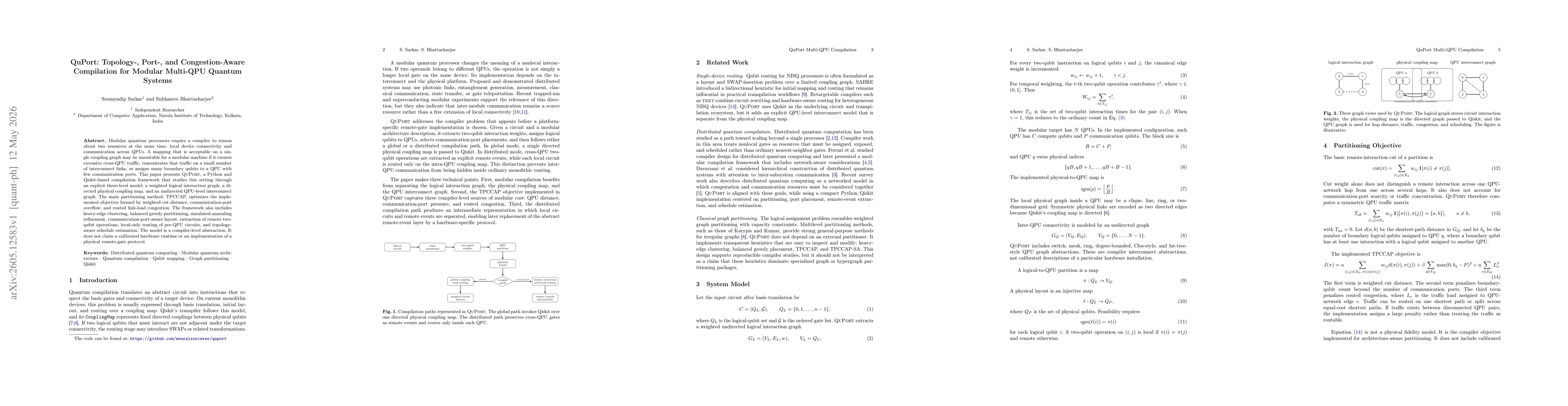 Thumbnail for QuPort: Topology-, Port-, and Congestion-Aware Compilation for Modular Multi-QPU Quantum Systems